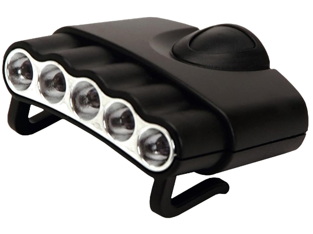 CrossFire Cyclops CYC-HCPACK-W Orion 5-LED Hat Clip Light CR 2032 White 27 Lumens Black CYC-HCPACK-W