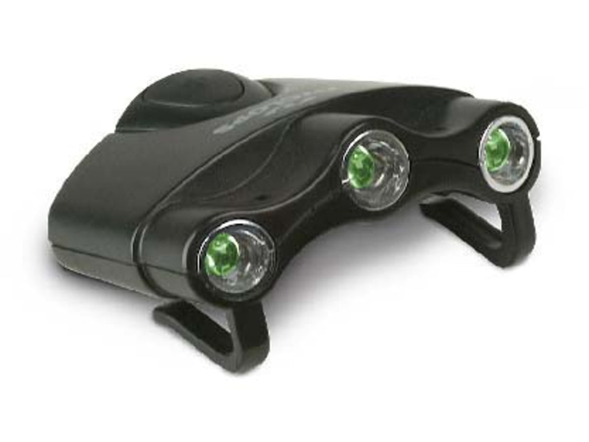 Cyclops Orion Hat Clip LED Flashlight Black with 3 Green LED Lights