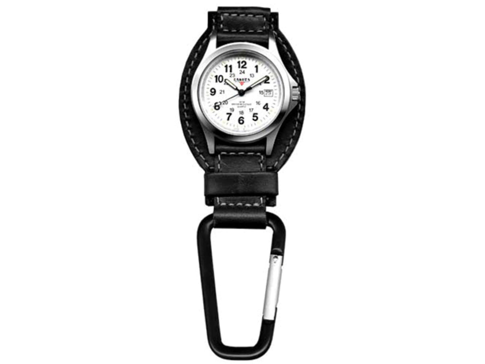 Dakota Watches Leather Hanger White Dial Black Leather Black Carabineer 3552-6