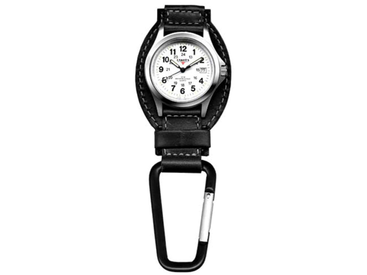 Dakota Watches Leather Hanger White Dial Black Leather Black Carabineer 3552-6
