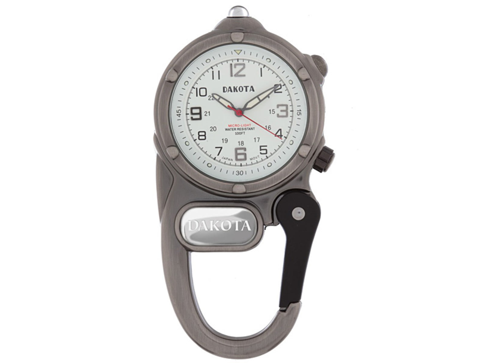 Dakota Watches Mini Clip Watch/Microlight White Dial Silver Case 3842-6