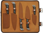 Damascus Kitchen Knife Set with Roll DM1396