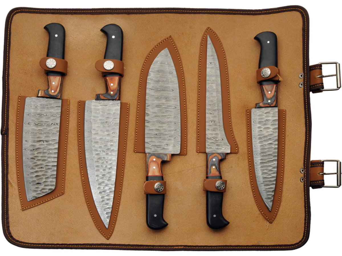 Damascus Kitchen Set W Knife Roll DM1393