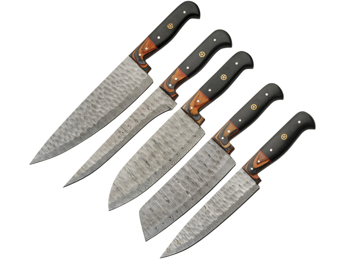 Damascus Kitchen Set W Knife Roll DM1393