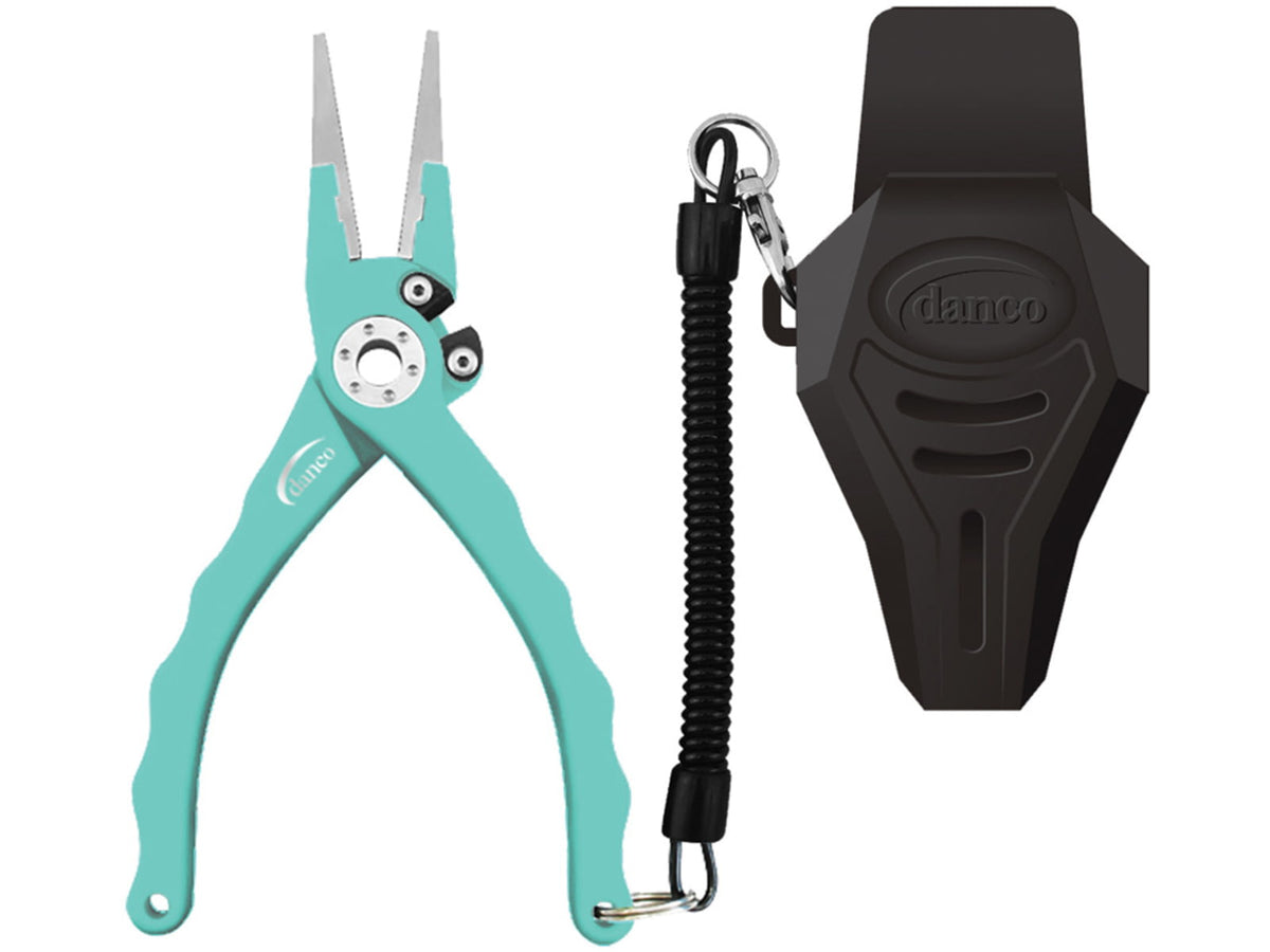 Danco Admiral Series Pliers 7.5in Overall Teflon Coated 420 Stainless Seafoam Green Rubberized Aluminum Handle Rubber Sheath PA75LS-RC-T-010
