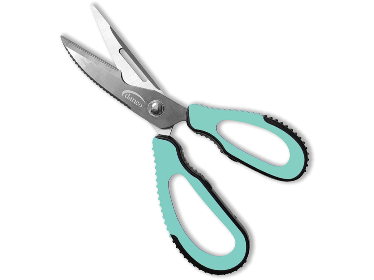 Danco Seafoam Bait Shears 9in Overall 4.5in 304 Stainless Partially Serrated Blade Seafoam Green Rubber Handle BS9-SS-T-010