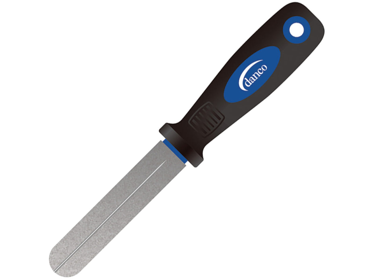 Danco 6in Hook File 6.5in Overall 2.75in Dual Sided Diamond Hook File 400/600 Grit Black Rubberized ABS Handle HF-E-011