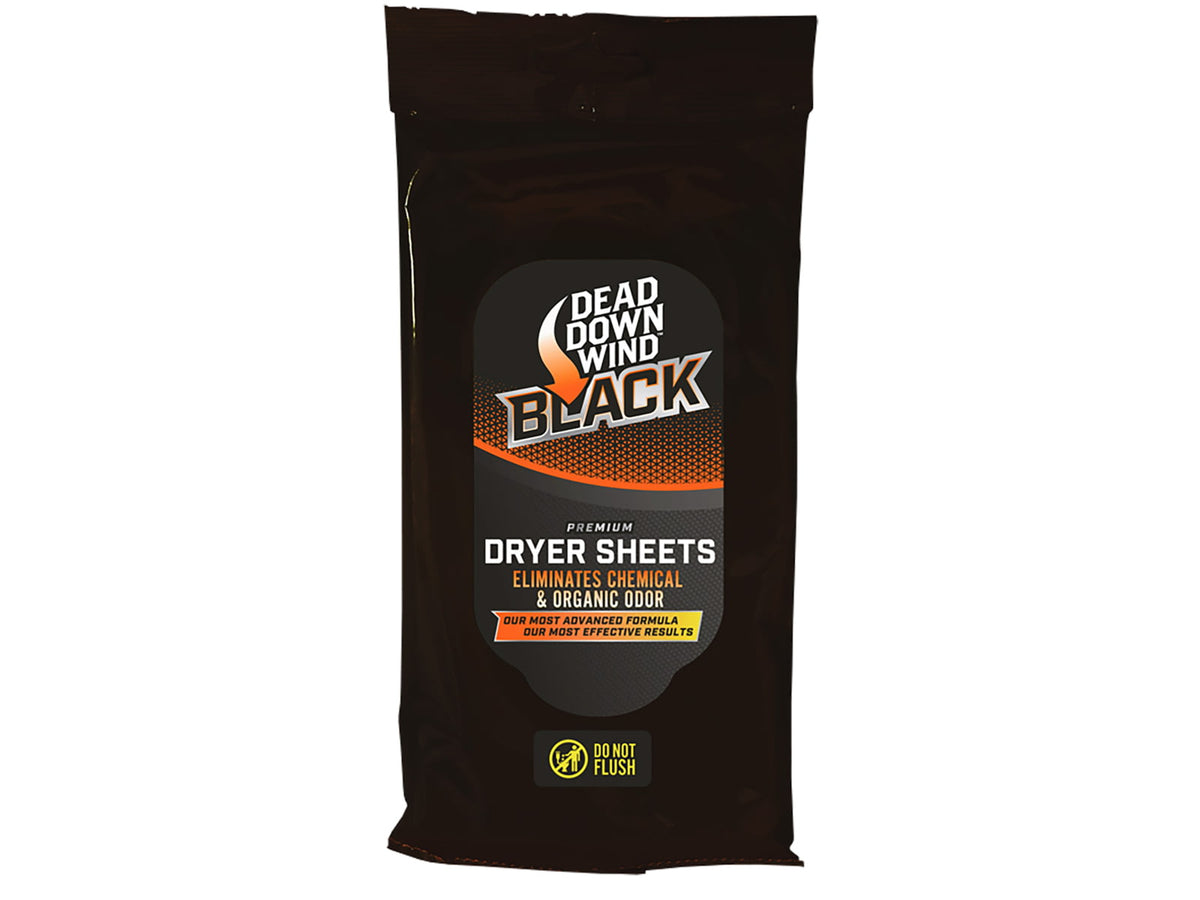 Dead Down Wind 117019 Dryer Sheets Black Premium Odor Eliminator Unscented Scent 117019