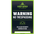 DEFEND USA No Trespassing Sign - 3 Pack Black/White/Green