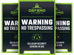DEFEND USA No Trespassing Sign - 3 Pack Black/White/Green