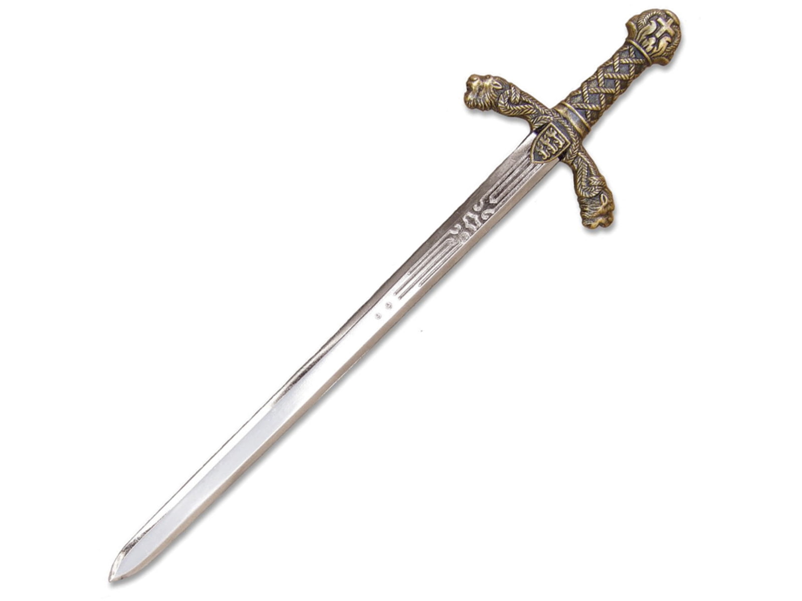 Denix Letter Opener Richrd Lionheart 9.75" overall Mirror polished unsharpened blade with antique bra