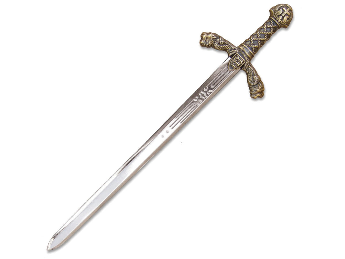 Denix Letter Opener Richrd Lionheart 9.75" overall Mirror polished unsharpened blade with antique bra