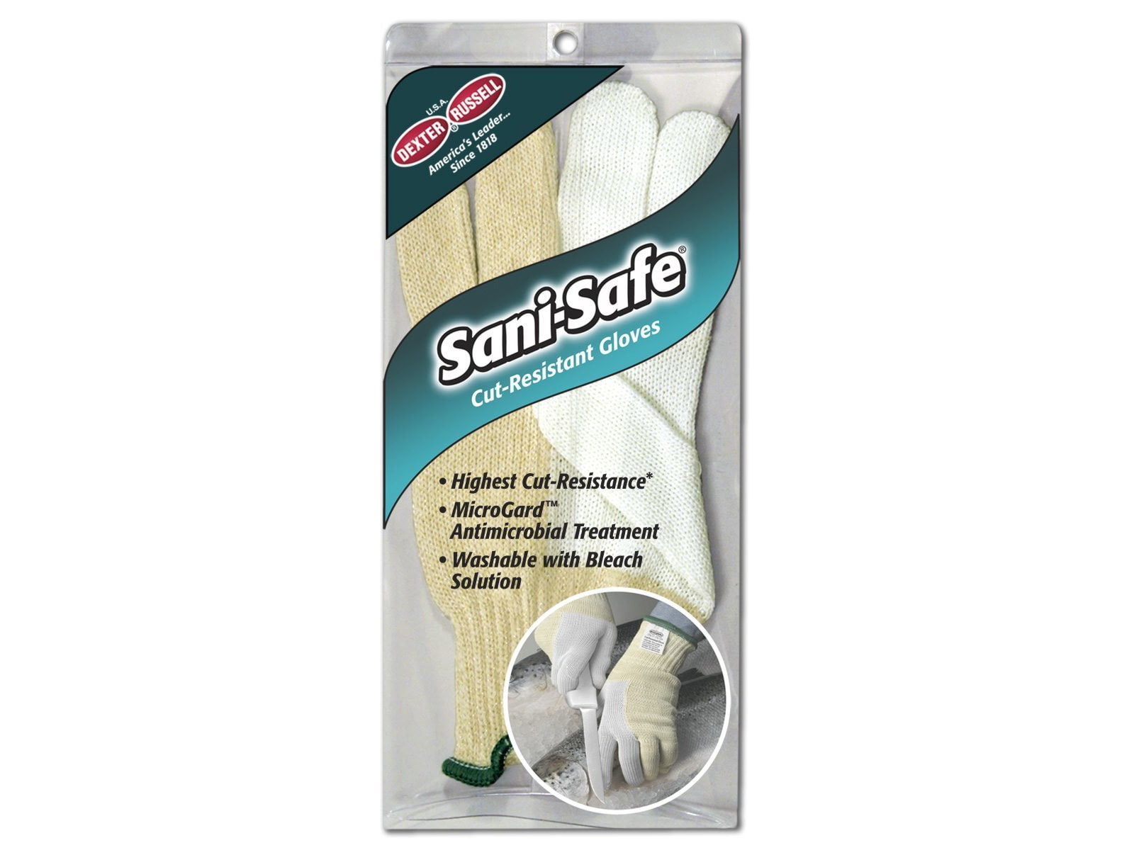 Dexter Outdoors Sani-Safe Cut Resistant Glove Large White/Yellow SSG1-L