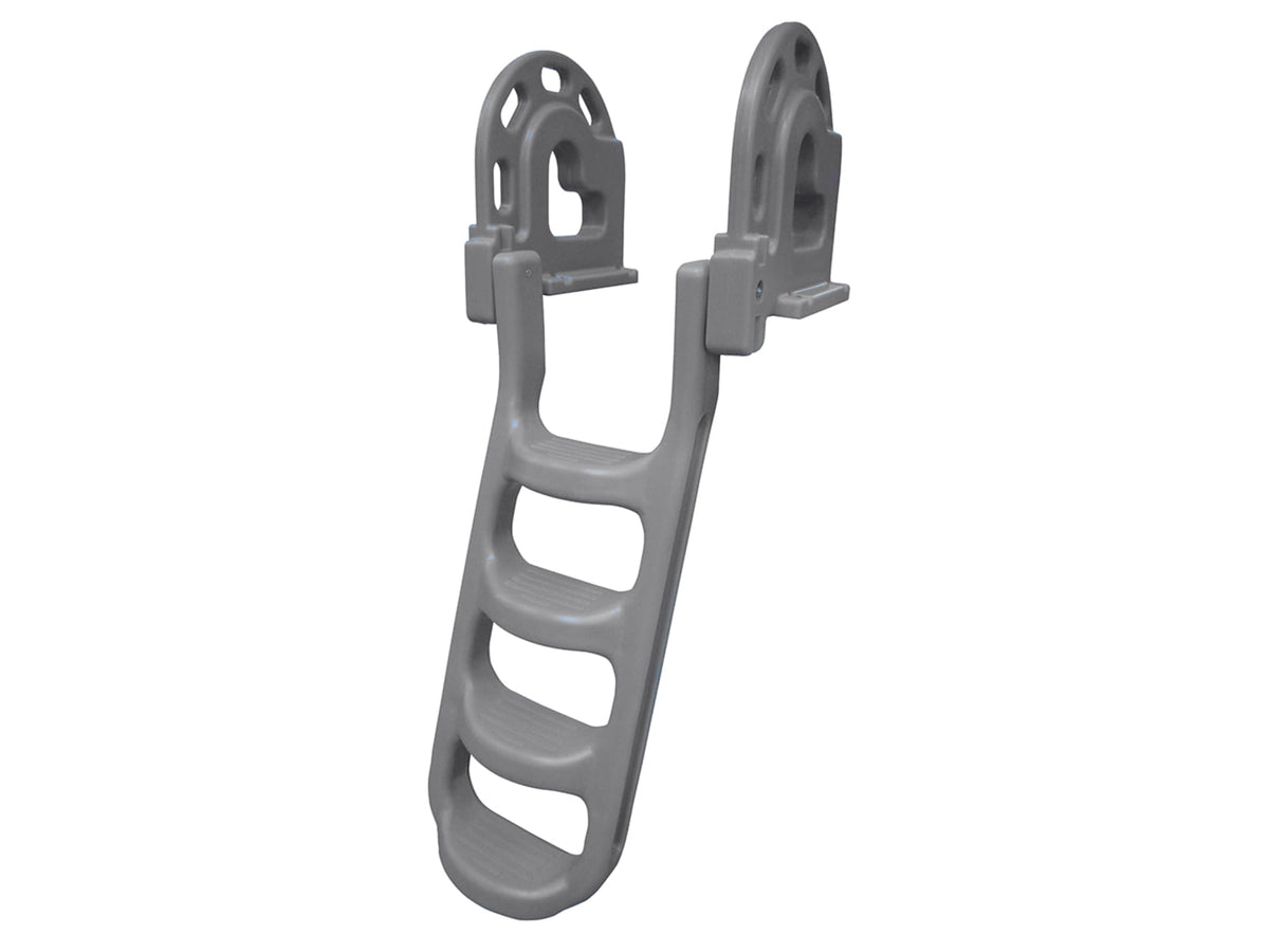 Dock Edge Stand-Off Flip-Up Polyethylene Roto Molded 4-Step Dock Ladder - Grey 2084-F