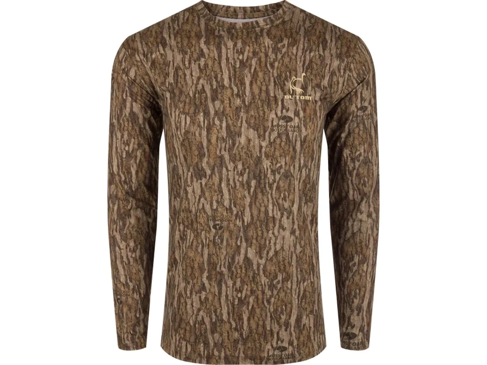 DRAKE Ol' Tom Performance Crew Camo Print Long Sleeve - Men's Mossy Oak Bottomlands Camo Large