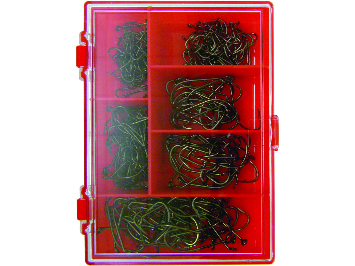 Eagle Claw Hook Assortment Bait Holder Bronze Size 1/2/4/6/8 211 per Pack BAITHASST1