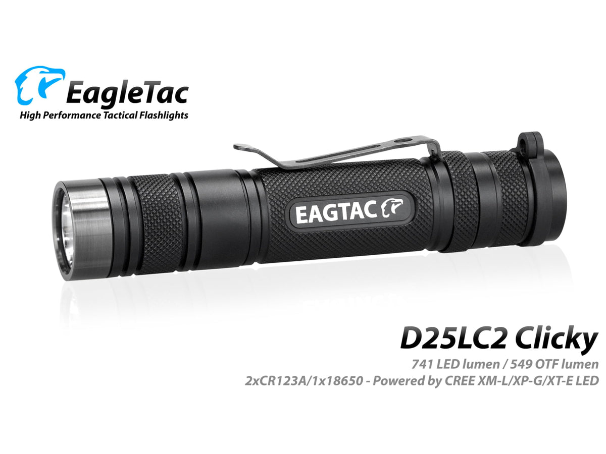 EAGTAC D25LC2 Clicky XML2 U4 LED Flashlight Medium Black 973 lm D25LC2-Clicky-XML2-CW