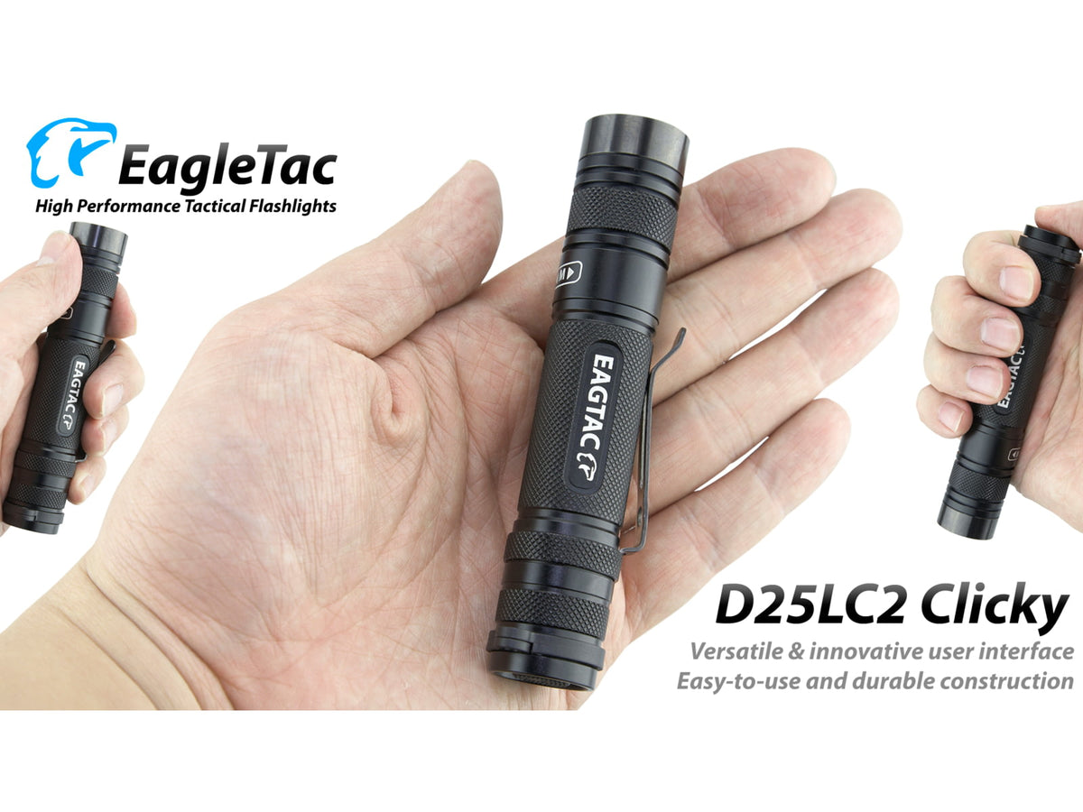 EAGTAC D25LC2 Clicky XML2 U4 LED Flashlight Medium Black 973 lm D25LC2-Clicky-XML2-CW