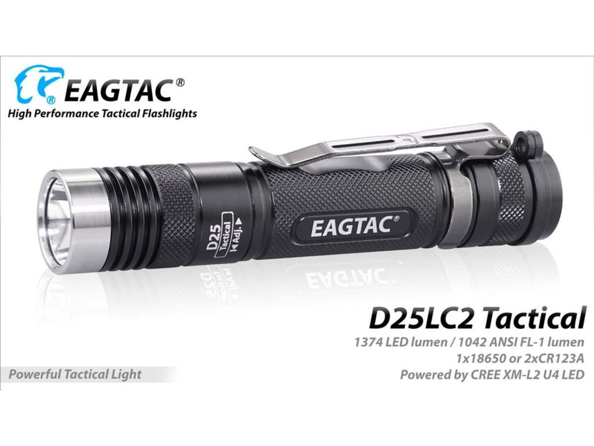 EAGTAC D25LC2 Tactica XML2 U4 LED Flashlight Medium Black 1374 lm D25LC2-Tactical-XML2-CW