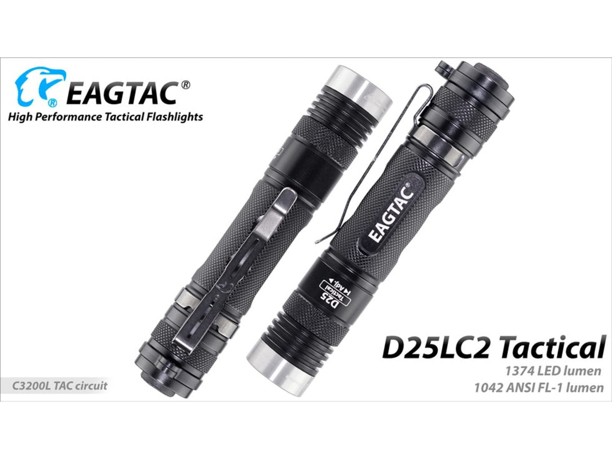 EAGTAC D25LC2 Tactica XML2 U4 LED Flashlight Medium Black 1374 lm D25LC2-Tactical-XML2-CW
