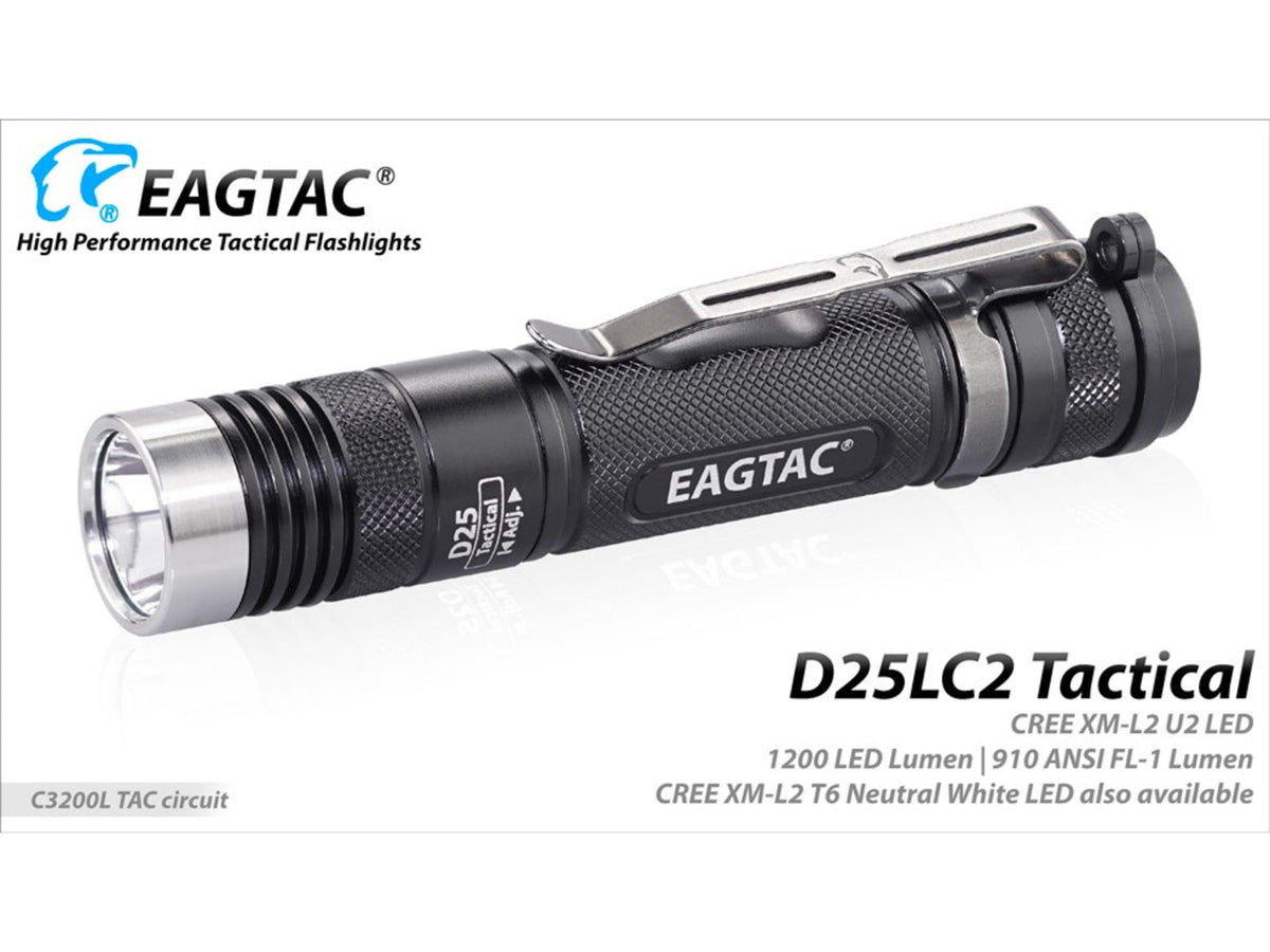 EAGTAC D25LC2 Tactica XML2 U4 LED Flashlight Medium Black 1374 lm D25LC2-Tactical-XML2-CW