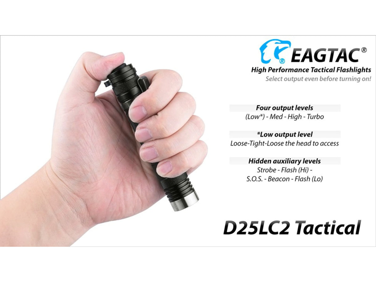 EAGTAC D25LC2 Tactica XML2 U4 LED Flashlight Medium Black 1374 lm D25LC2-Tactical-XML2-CW