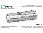 EAGTAC D3C RC Ti Flashlight Luminus SST20 CRI-95 4000K NW LED 510lm Silver