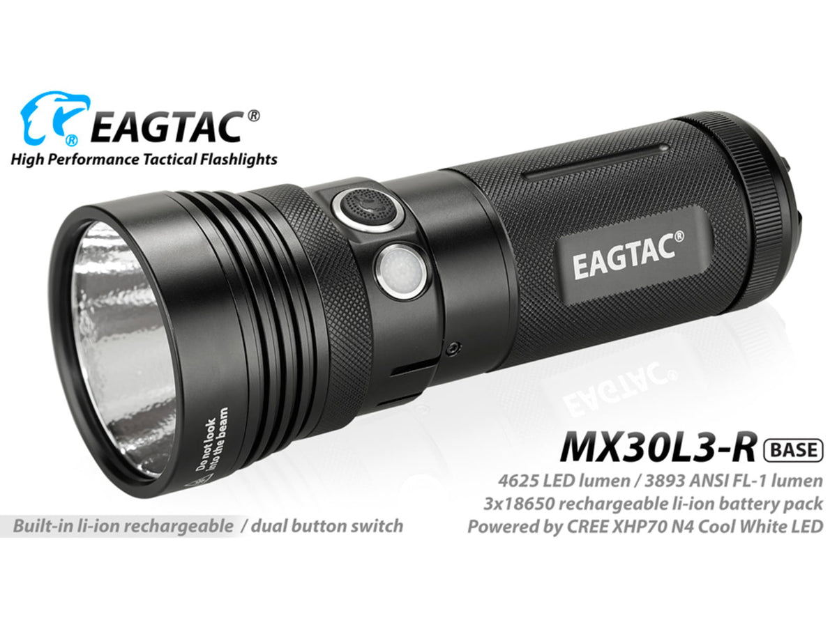 EAGTAC MX30L3-R Base Flashlight XHP70 N2 NW LED 4322lm Black MX30L3R-XHP70-BASE-NW
