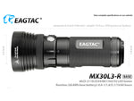EAGTAC MX30L3-R Base Flashlight XHP70 N2 NW LED 4322lm Black MX30L3R-XHP70-BASE-NW