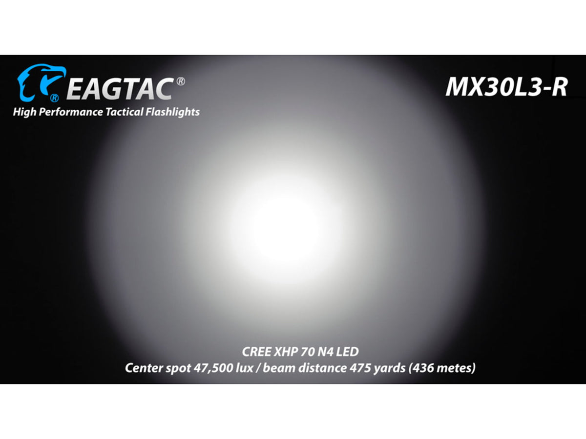 EAGTAC MX30L3-R Base Flashlight XHP70 N2 NW LED 4322lm Black MX30L3R-XHP70-BASE-NW
