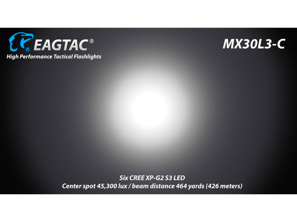EAGTAC MX30L3-C Flashlight 6 Nichia 219B CRI-92 LED 3000lm Black