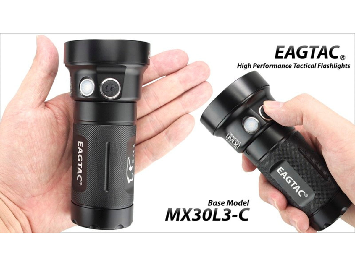 EAGTAC MX30L3-C Flashlight 6 Nichia 219B CRI-92 LED 3000lm Black