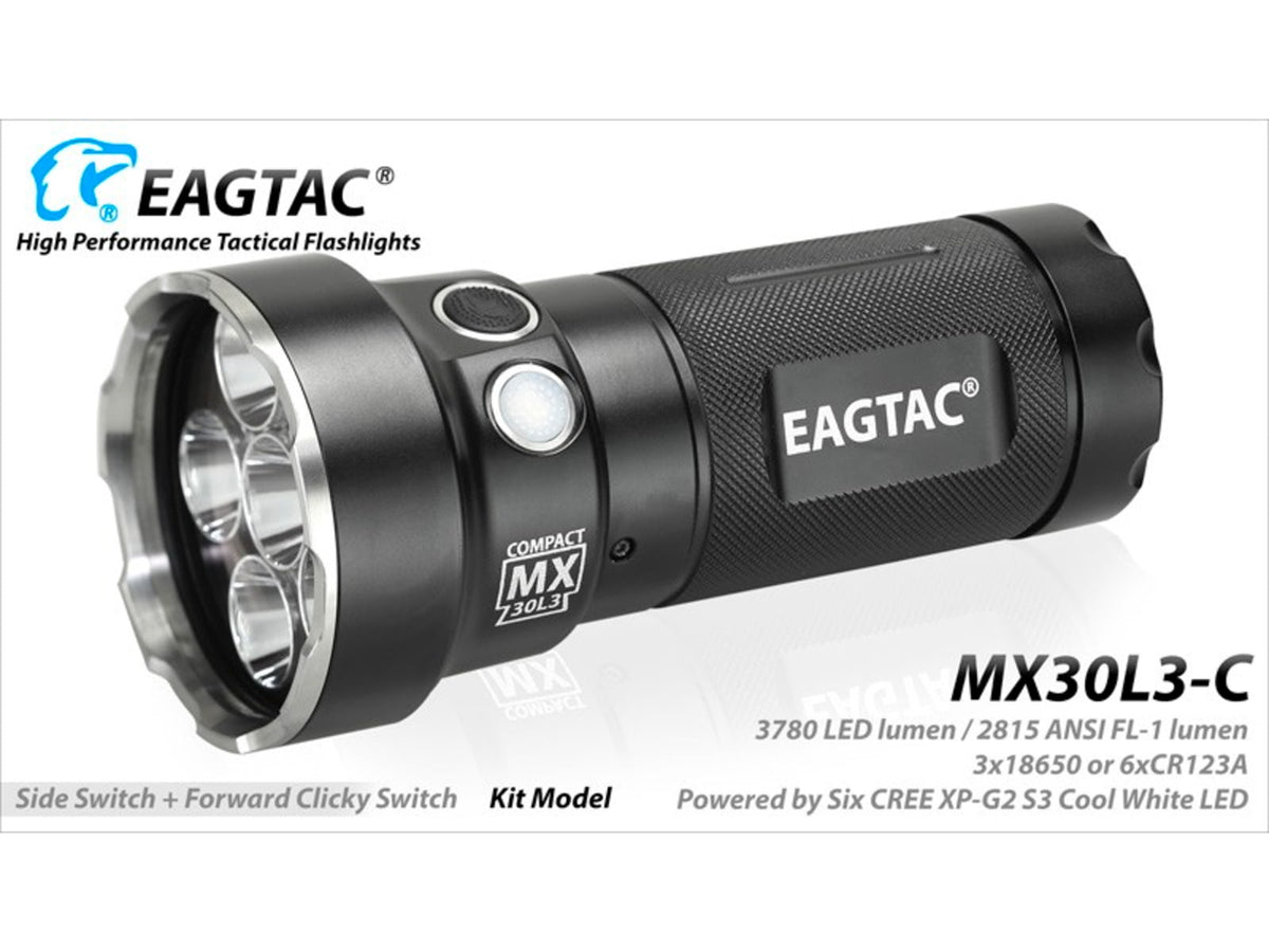 EAGTAC MX30L3-C Flashlight 6 Nichia 219B CRI-92 LED 3000lm Black