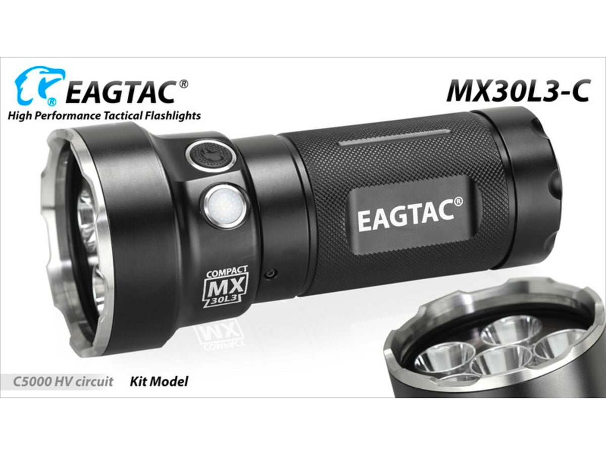EAGTAC MX30L3-C Flashlight 6 Nichia 219B CRI-92 LED 3000lm Black
