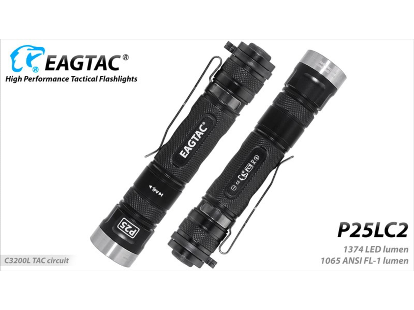 EAGTAC P25LC2 Flashlight XP-L HI V3 CW LED 1160lm Black