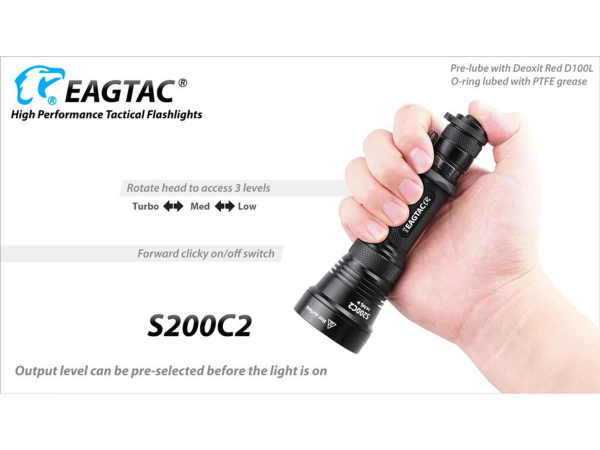 EAGTAC S200C2 Flashlight XM-L2 U4 CW LED 1278lm Black