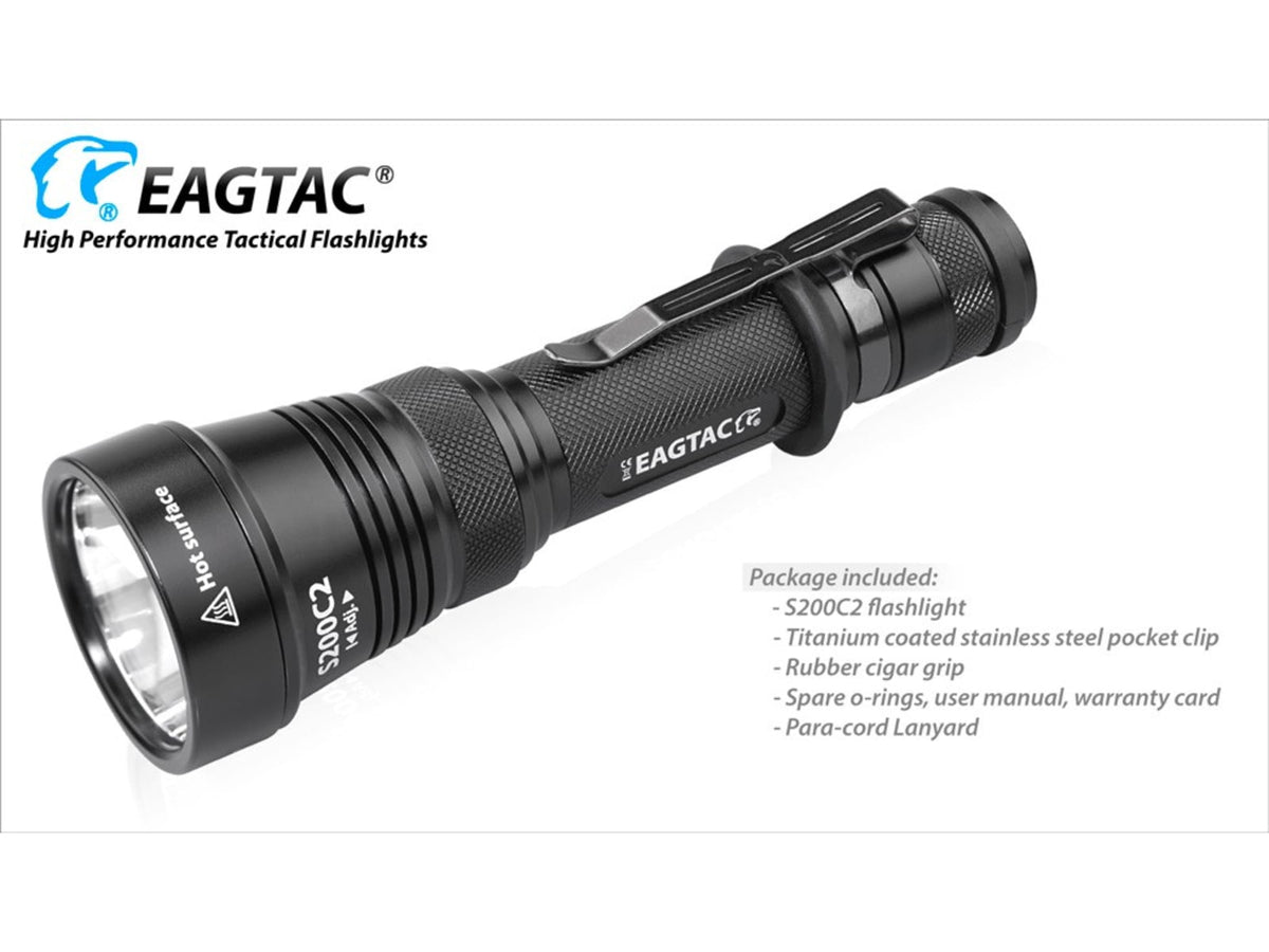 EAGTAC S200C2 Flashlight XM-L2 U4 CW LED 1278lm Black