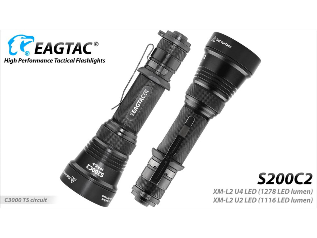 EAGTAC S200C2 Flashlight XM-L2 U4 CW LED 1278lm Black