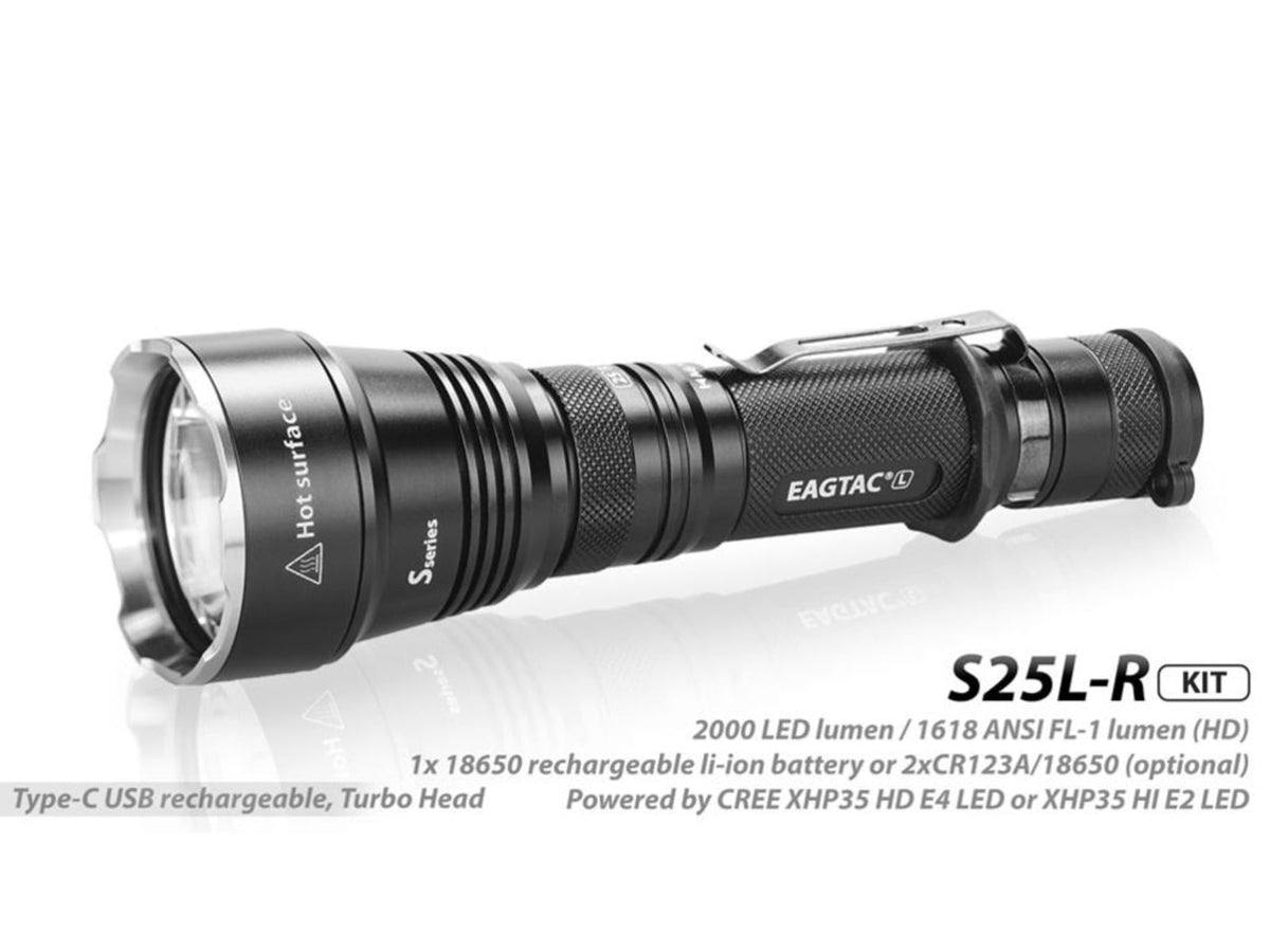 EAGTAC S25L-R Flashlight Kit XHP35 HI NW LED 1750lm Black S25LR-XHP35-HI-KIT-NW
