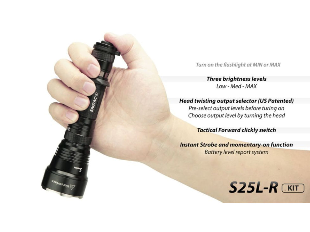 EAGTAC S25L-R Flashlight Kit XHP35 HI NW LED 1750lm Black S25LR-XHP35-HI-KIT-NW