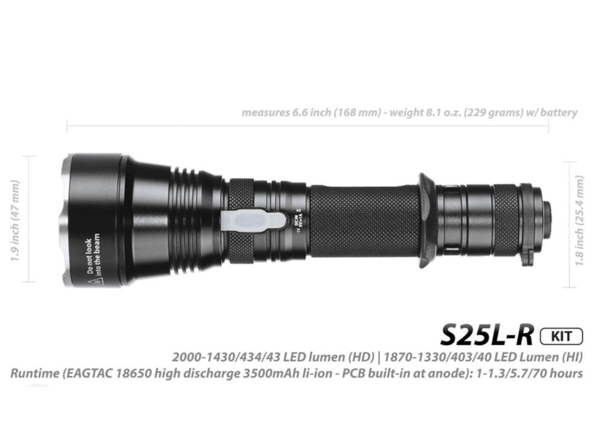 EAGTAC S25L-R Flashlight Kit XHP35 HI NW LED 1750lm Black S25LR-XHP35-HI-KIT-NW