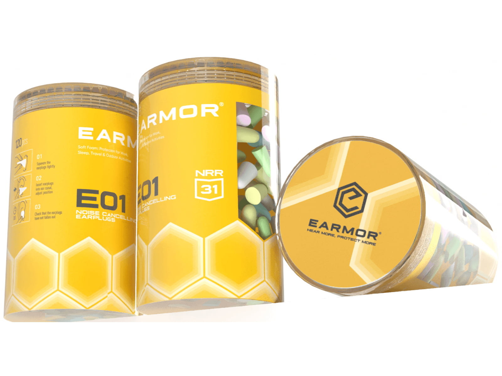 Earmor Noise Cancelling Ear Plugs 31db 120 Pieces Multi E01 Combination