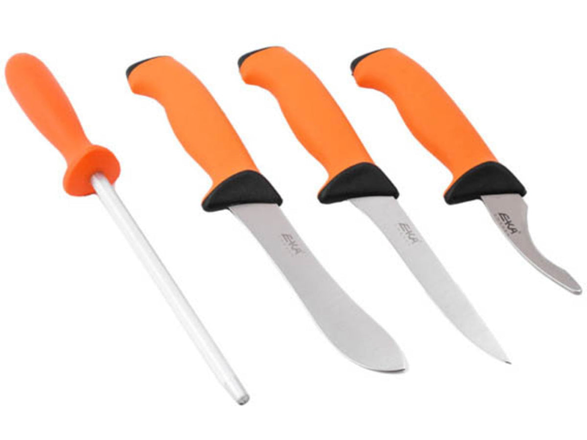 EKA Butcher Set Orange Santoprene Handles w/Canvas Roll Bag EKA-730403