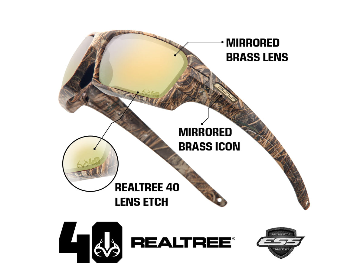 ESS 40Th Anniversary Rollbar Realtree Max-7 Sunglasses Realtree Camo Frame / Mirrored Brass / Smoke Gray Medium/Large