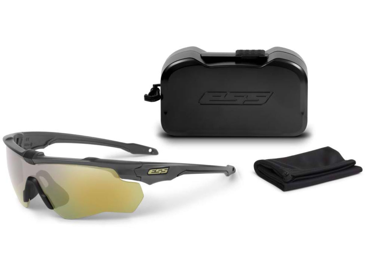 ESS Craftsman CrossBladeSTD Sunglasses Carbon Gray Frame Mirrored Brass Lens Large EE9032-30