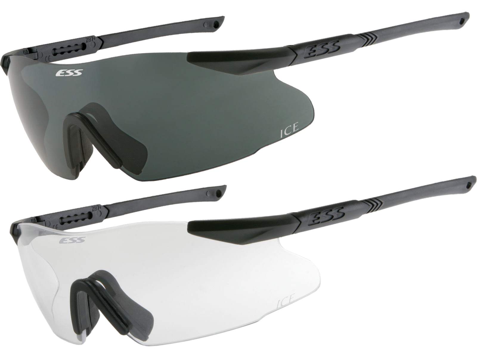 USED ESS ICE NARO 2.4 Interchangeable Component Eyeshield Safety Glasses 2-Lens Kit 6in. temples
