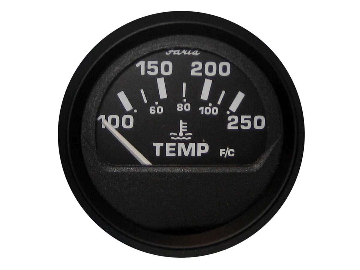 Faria Beede Instruments Black 2" Water Temperature Gauge 100-250F Euro 12812