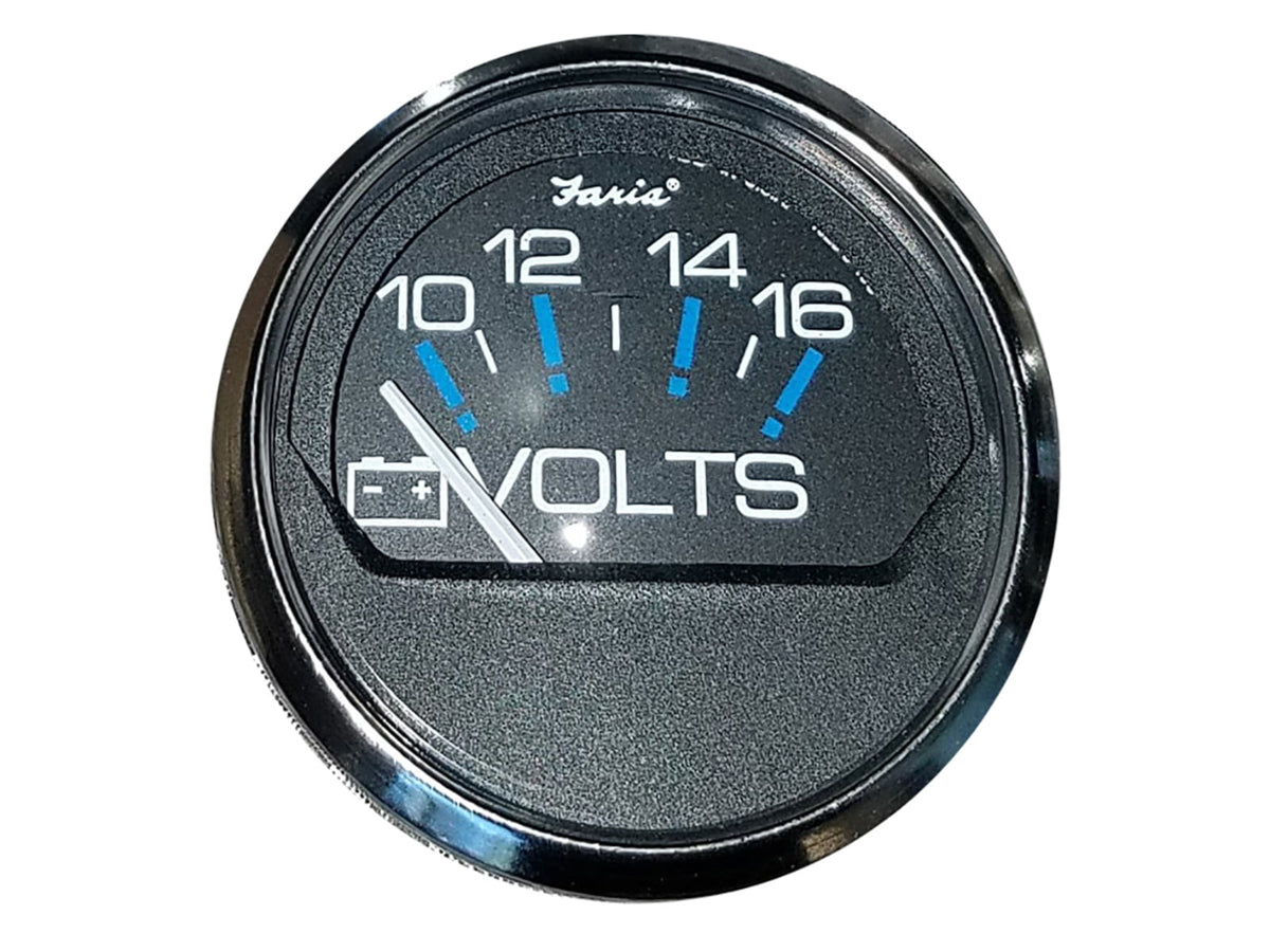 Faria Beede Instruments Black SS 2" Voltmeter 10-16 VDC Chesapeake 13705