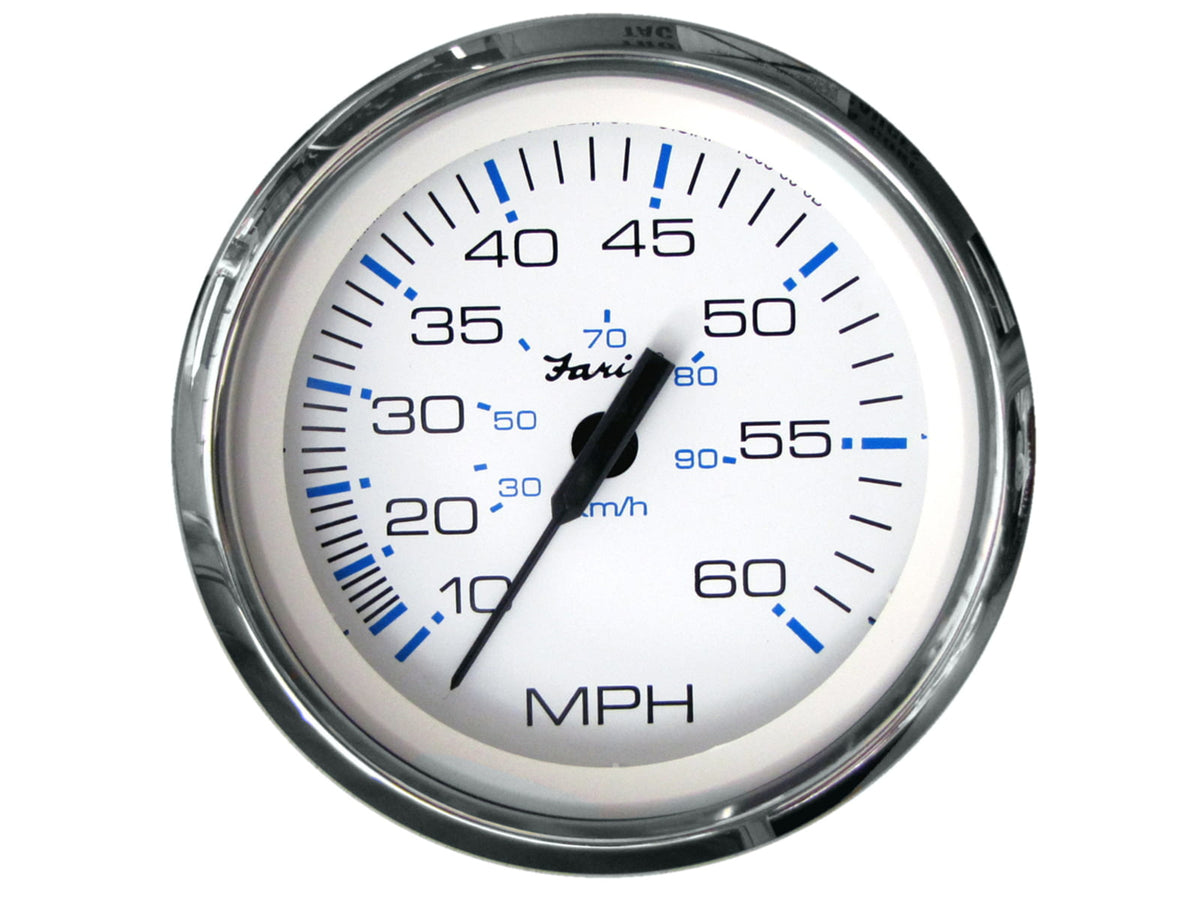 Faria Beede Instruments Chesapeake White SS 4" Speedometer - 60MPH Mechanical 33811