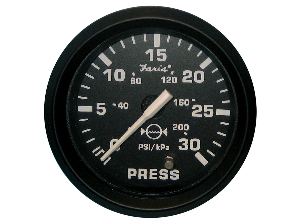 Faria Beede Instruments Euro Black 2" Water Pressure Gauge Kit - 30 PSI 12810